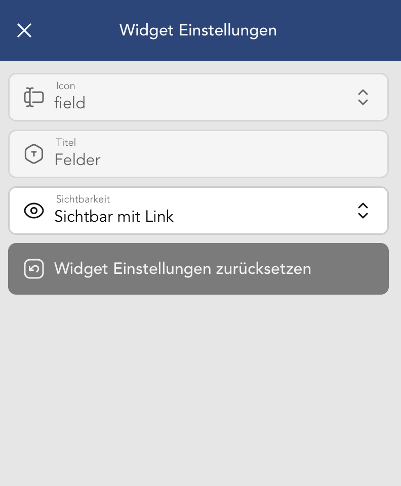Einsendung Widget Einstellungen