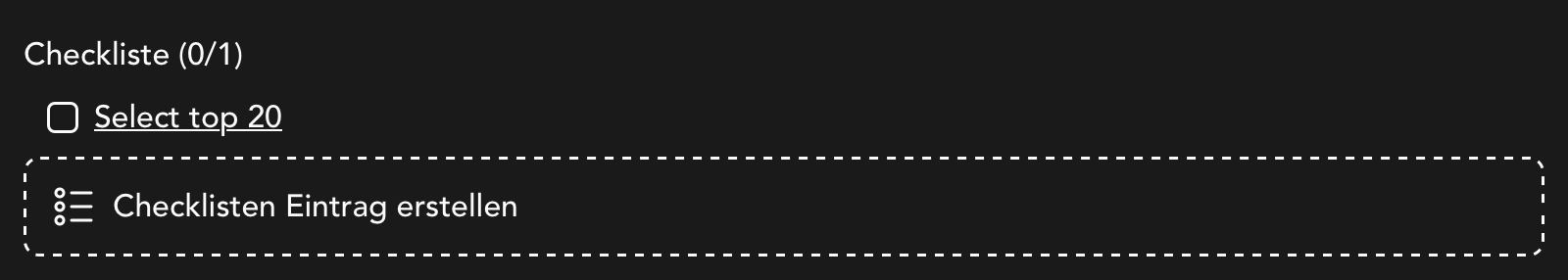 Checkliste Widget in der Aufgaben Detailansicht
