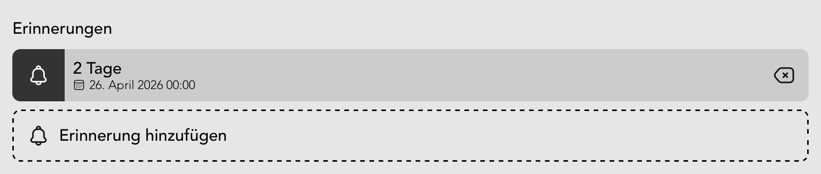 Erinnerungen Widget in der Aufgabe Detailansicht
