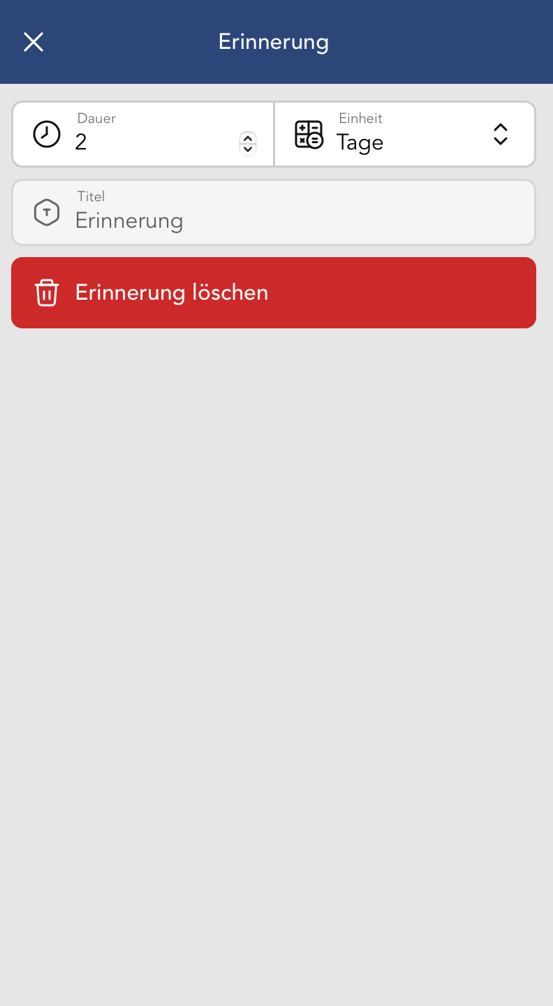 Erinnerungen Widget Fenster
