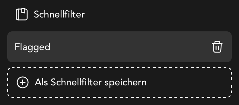 Schnellfilter in der Aufgaben Übersicht